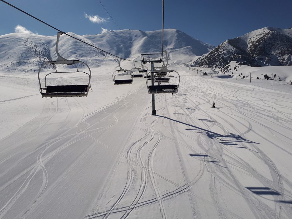 Chunkurchak ski base against mountain slopes.