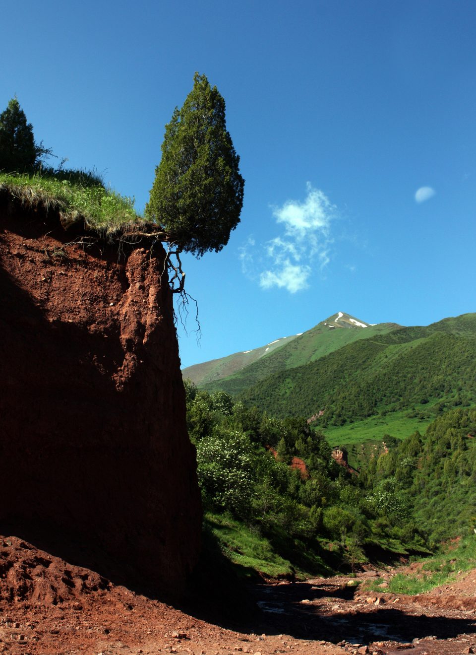A rocky mountain landscape in Kyrgyzstan.