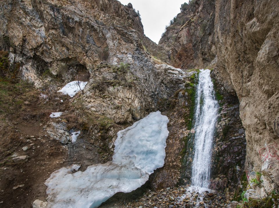 Waterfall in Issyk-Ata Gorge.